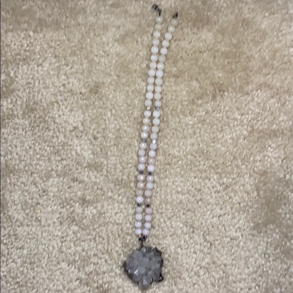 Mila rose druzy stone statement necklace